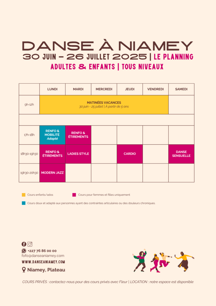 PLANNING JUILLET 2025 - DANSE A NIAMEY